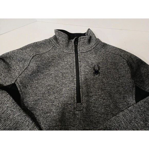 Spyder Gray and Black 1/4 Zip Sweatshirt Mens size Large Excellent Shape - Picture 1 of 9